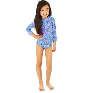 Lilly Pulitzer Girls Bobby Rashguard Set in Lilac Rose We Mermaid It, size 10